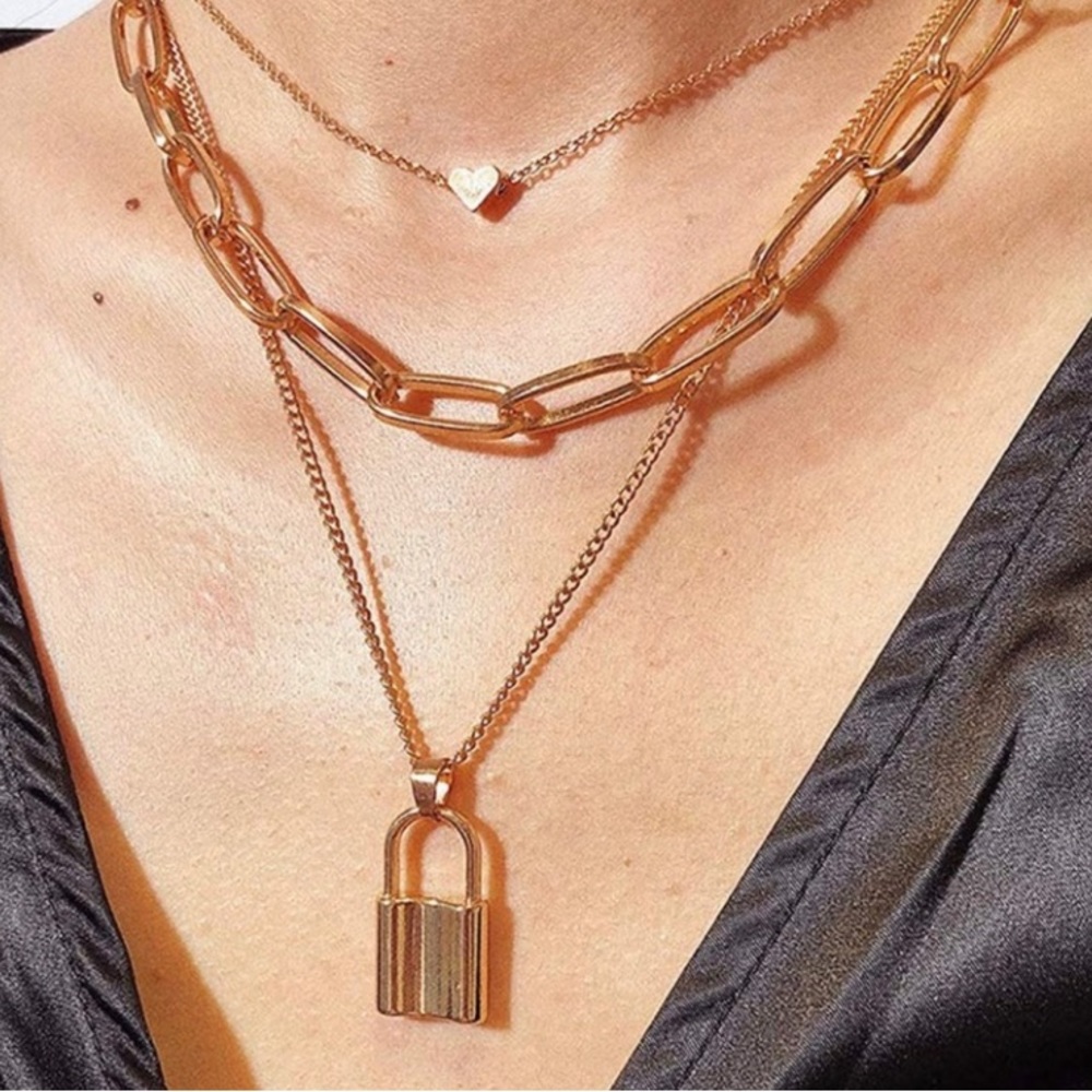 Layered Chain Choker locket Necklace parklane
